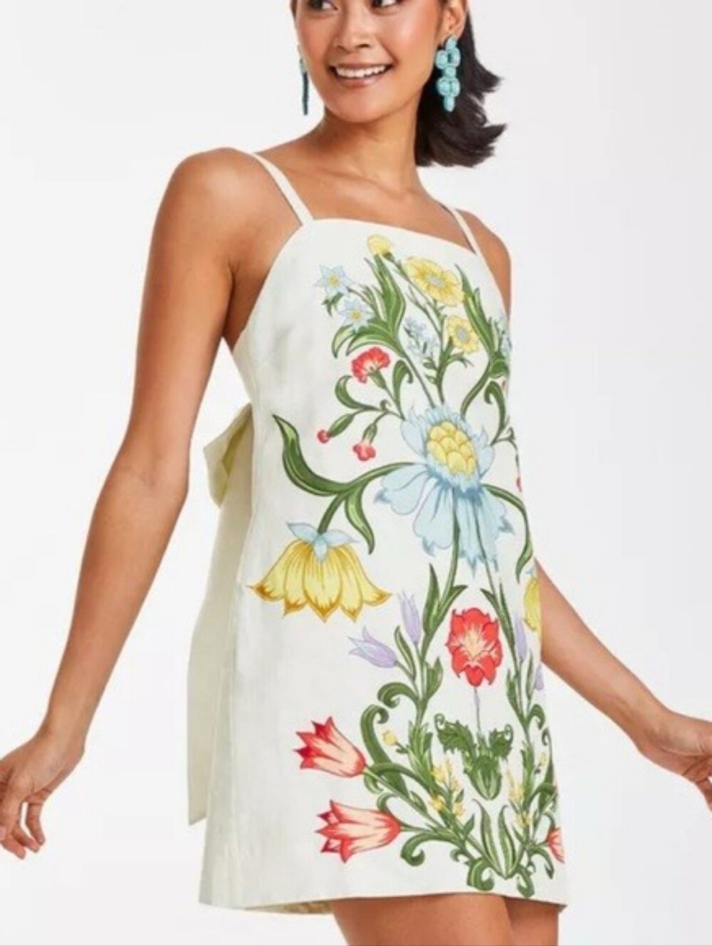 Mestiza Strapless Yellow Linen Blend Dress